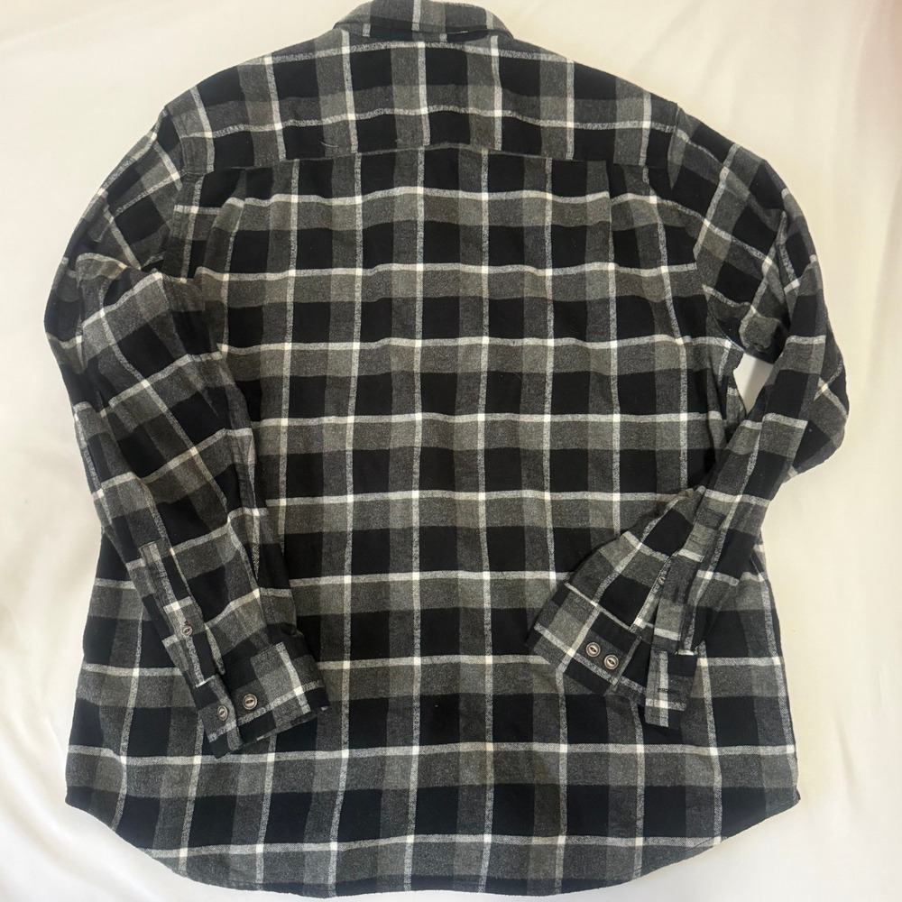 Weatherproof Vintage Mens XXL Plaid Flannel Shirt Black Gray Button Up Long Slv. - Picture 9 of 11